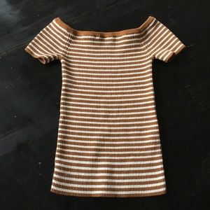 Madewell striped Henley off shoulder tee